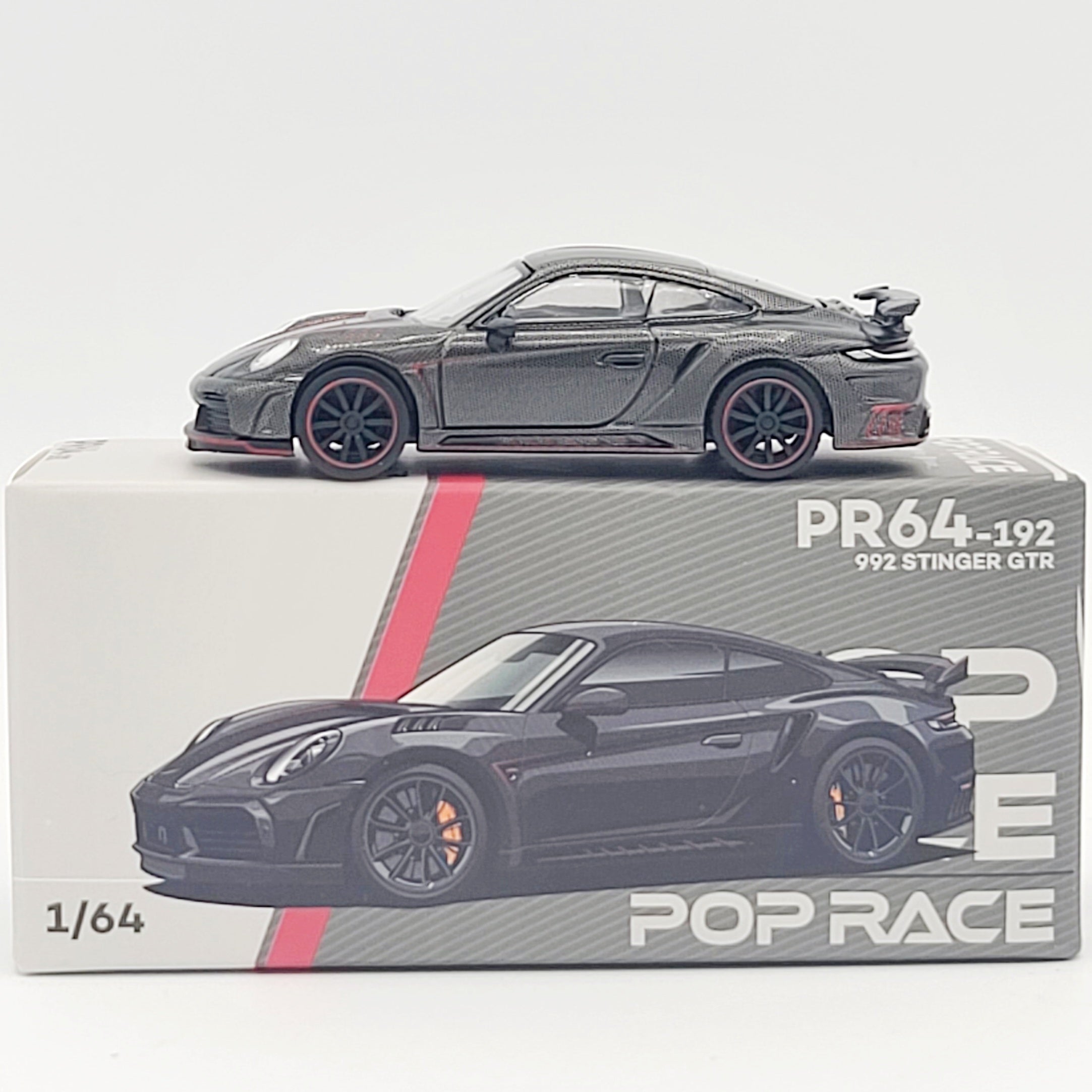 Pop Race Porsche 992 Stinger GTR - 1:64, Carbon Fiber (2025 Limited Edition)